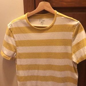 J. Crew men’s small white/yellow knit stripe T